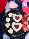 Heart Shape Boiled Egg and Heart Shape Bread Jam Sandwich
