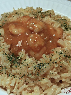 Una foto de Gambas al estilo asiático, con arroz basmati aromatizado