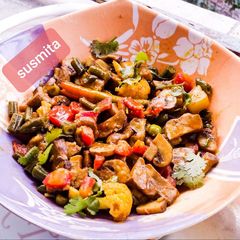 Mixed vegetables with mushrooms A picture of Mixed vegetables with mushrooms.