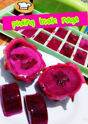 Foto resep Puding Buah naga rasa vanila