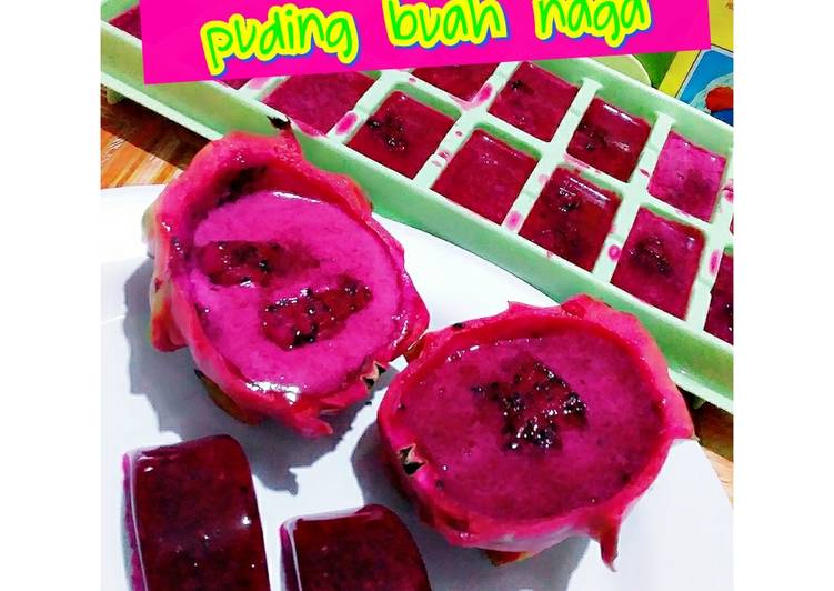Puding Buah naga rasa vanila