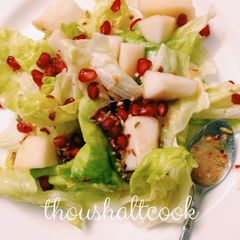 A picture of Pear Salad with Sweet lime/Mausambi Juice dressing.