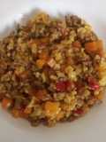 Arroz con carne picada de ternera