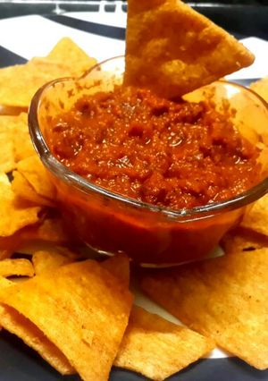 A picture of Roasted Mexican Tomato Onion Salsa.