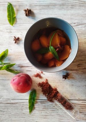 Une photo de Soupe de pêches au porto