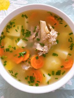 Hình của món Canh khoai tây cà rốt hầm xương ống.