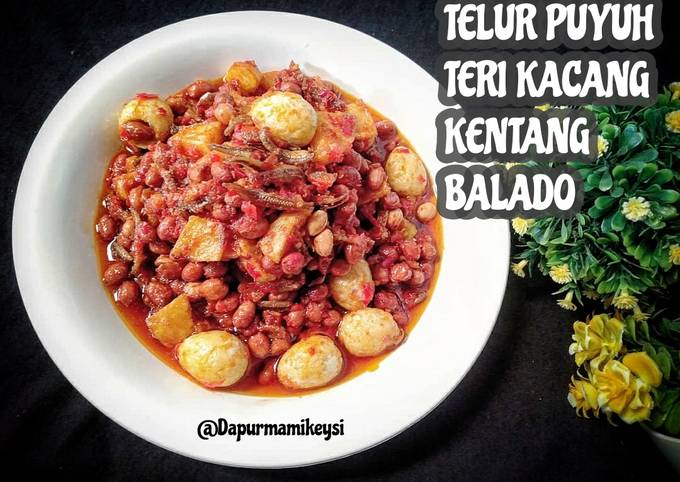 Telur puyuh teri kacang kentang balado