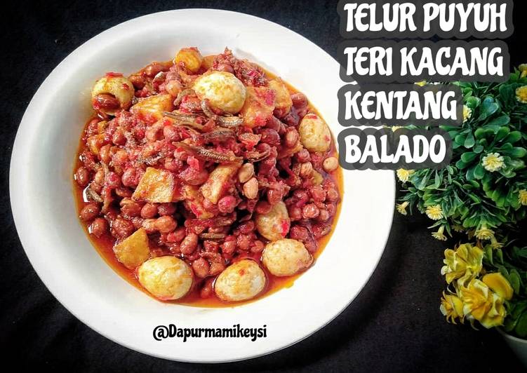 Cara Memasak Telur puyuh teri kacang kentang balado yang Renyah