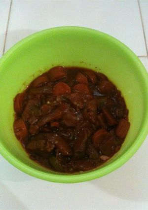 Una foto de Salchichas de cerdo con berenjena