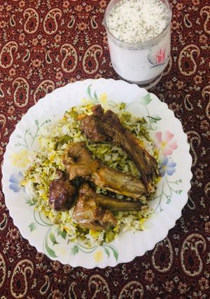 عکسی از دستور باقالی پلو با کباب دنده