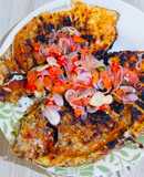 Ikan bakar bumbu merah sambal dabu dabu iris