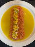 Tiradito de salmón con sopa de mango