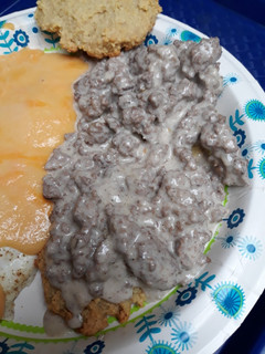 A picture of Low-carb Biscuits and Gravy.