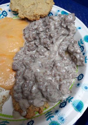 A picture of Low-carb Biscuits and Gravy.