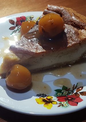 Una foto de Pay de ate con queso