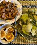 Thịt kho củ cải, rau chấm trứng luộc