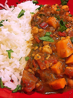 A picture of Chickpea and sweet potato curry.