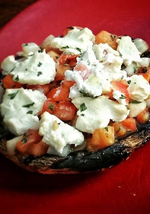 A picture of Portabello Mushroom Cap Personal Pizza.