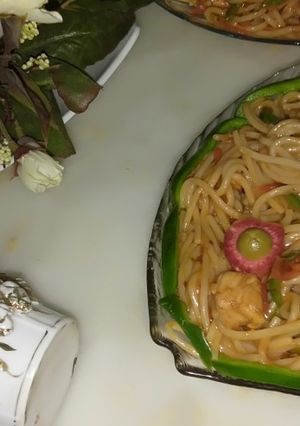 A picture of Masala chicken chowmin.