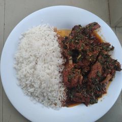 Rice and stew A picture of Rice and stew.
