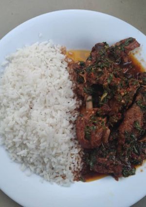 A picture of Rice and stew.
