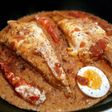 Colita de rape en salsa de almendras y gambas