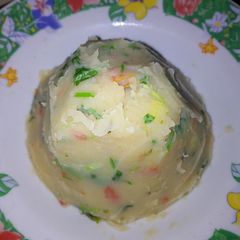 Smashed green potatoes A picture of Smashed green potatoes.