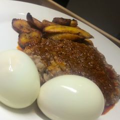 A picture of Beans and Bole sauce.