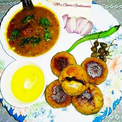 Baati with Panchkuti Dal A picture of Baati with Panchkuti Dal.
