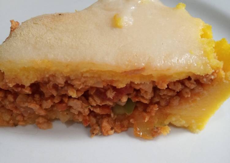 Pastel de polenta y soja texturizada: vegana y sin gluten ! 🤩