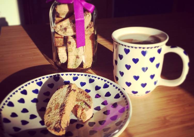 Recipe of Super Quick Homemade Pistachio and chocolate chip biscotti