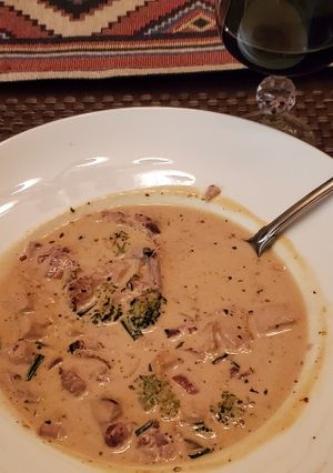 A picture of White Cheddar Chomkon Soup.
