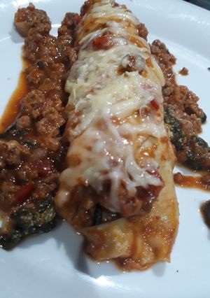 Una foto de Canelones de acelga y ricota