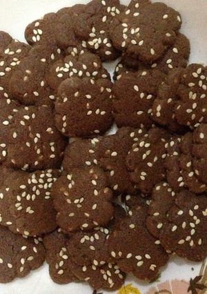 Foto resep Cookies Coklat Wijen (Kue Coklat bumbu rempah-rempah/ Spekoek)