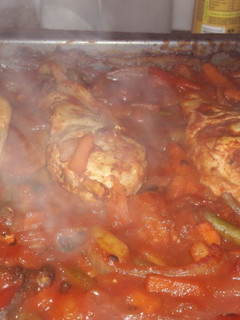 A picture of Smoked spicy paprika chicken with baby veg.