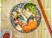 Gambar sup tofu daging enoki
