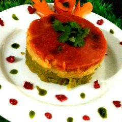 Tri colour rawa cake A picture of Tri colour rawa cake.
