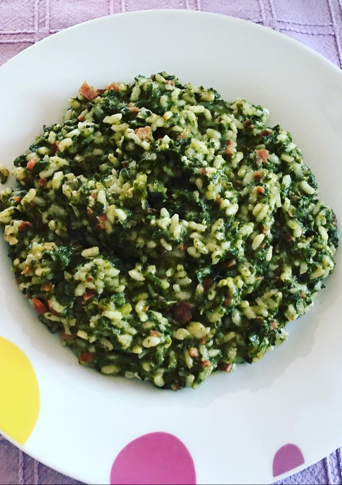 Una foto de Risotto de kale, Serrano y queso de cabra
