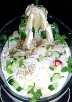 A picture of Potato raita.