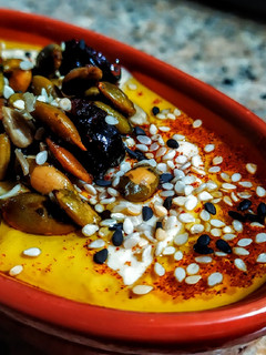 Una foto de TAHINE De Garbanzos Con Semillas de🎃Calabaza y🍒Arándanos...!