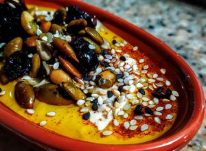 Una foto de TAHINE De Garbanzos Con Semillas de🎃Calabaza y🍒Arándanos...!