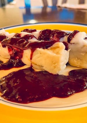 Foto di Merluzzo al vapore con salsa di more