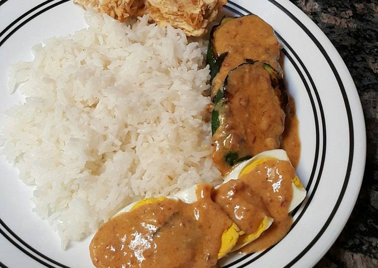 Bumbu Membuat Pecel Zucchini/Terong, Tempe &amp; Telur (khas Jawa Timur) Anti Gagal