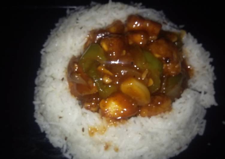 Chilli paneer with jeera rice