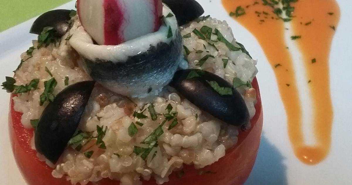 Tomate relleno de quinoa y arroz integral Receta de Disfruta cocinando