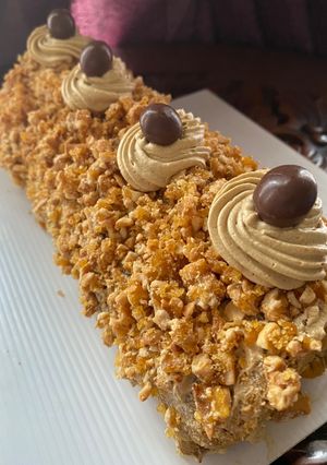 Foto resep Roll Cake Mocha Nougat with Cashew