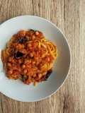 Linguines aux pois-chiche et aubergines grillés