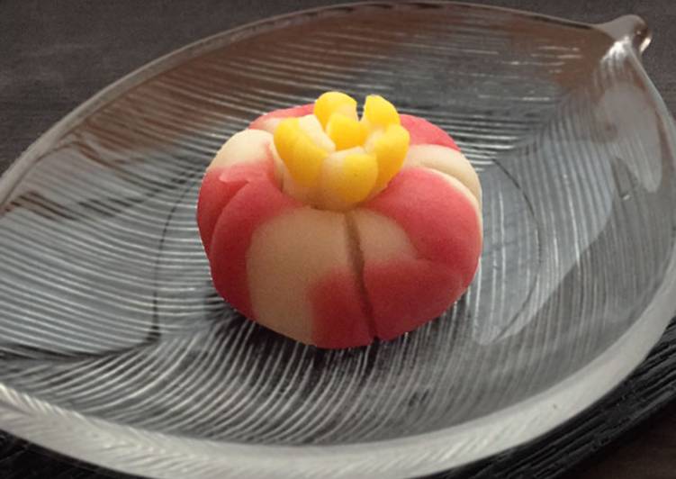 Recipe of Speedy Nerikiri Wagashi: &#34;Tsubaki&#34; (Camellia)