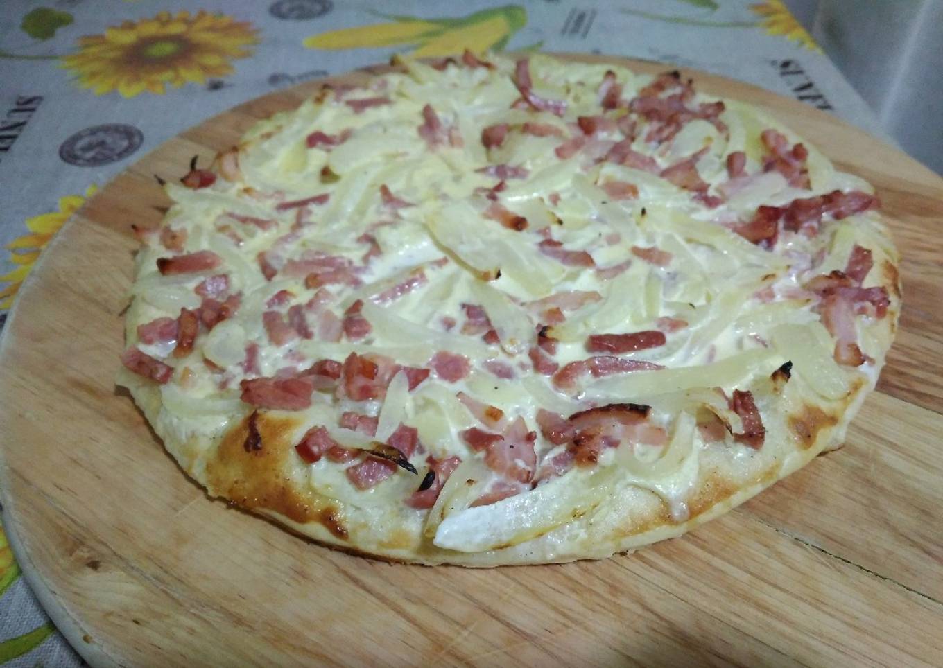 Tarta flambeada alsaciana con Thermomix