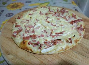 Una foto de Tarta flambeada alsaciana con Thermomix